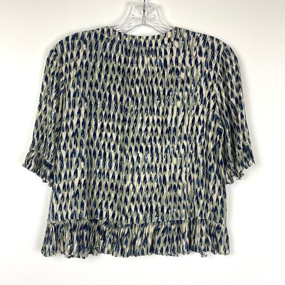 Madewell Sunpleat Lace Up Crepe Gray Feather Blouse Womens Size Small - Picture 10 of 14